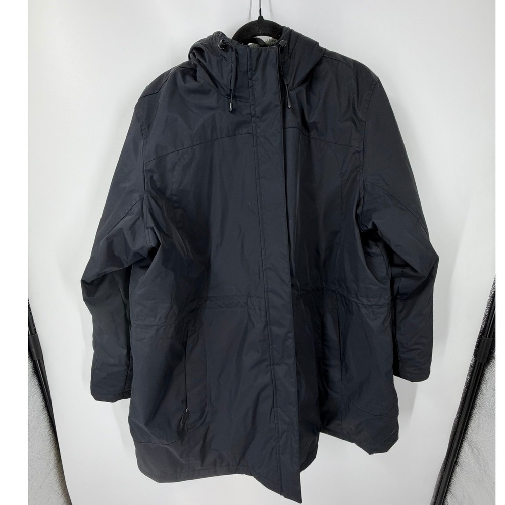 LL Bean Womens 3X‎ Black Hooded Parka Jacket Fleece Lined Quilted Insulated Coat - Picture 7 of 9